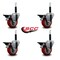 Service Caster 3.5'' Red Poly Swivel 3/4'' Expanding Stem Caster Set with Brake, 4PK SCC-EX20S3514-PPUB-RED-PLB-34-4 - alternate 3